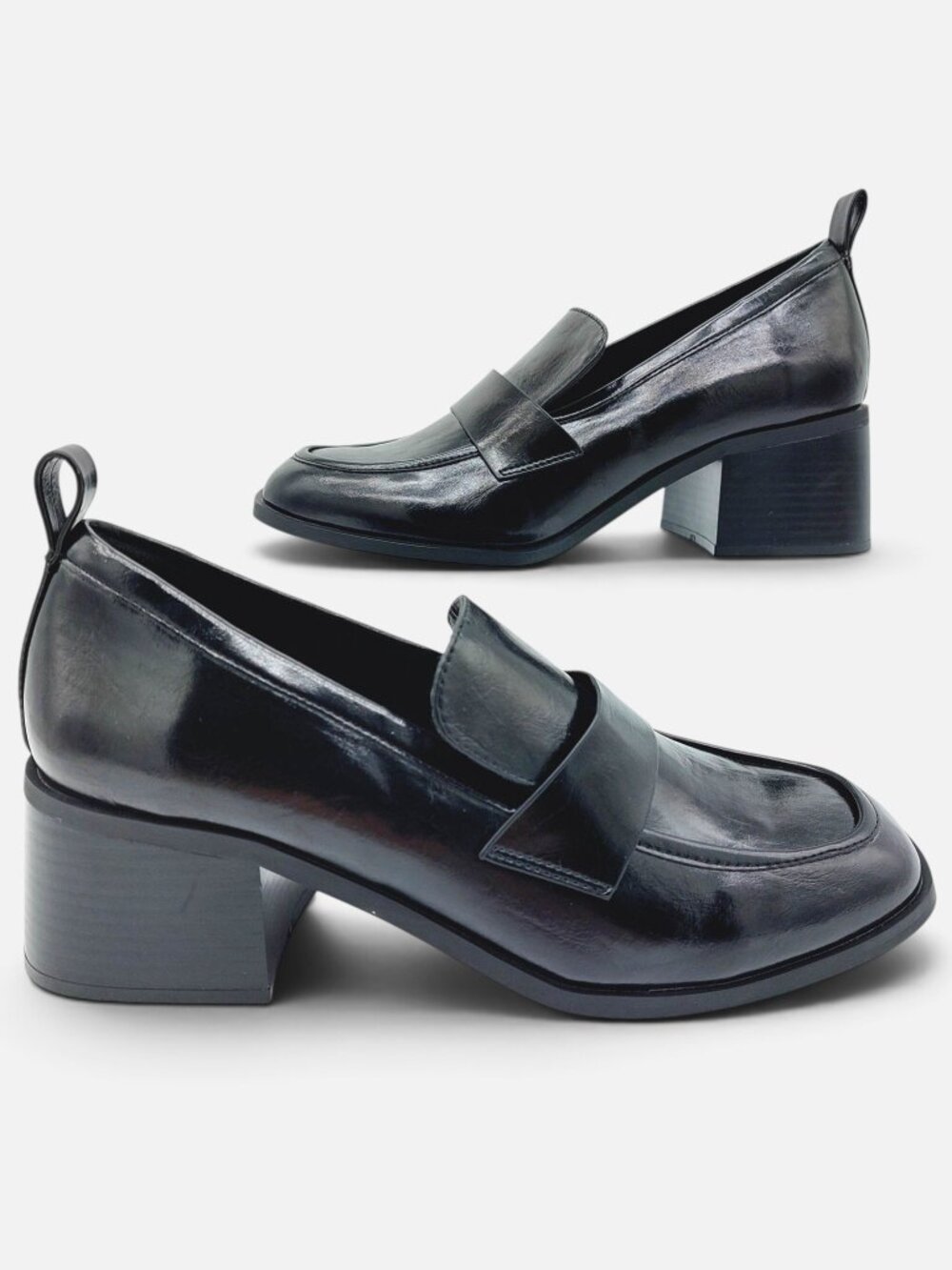 Abercrombie & Fitch Black Block Heel Penny Loafers Women’s 8